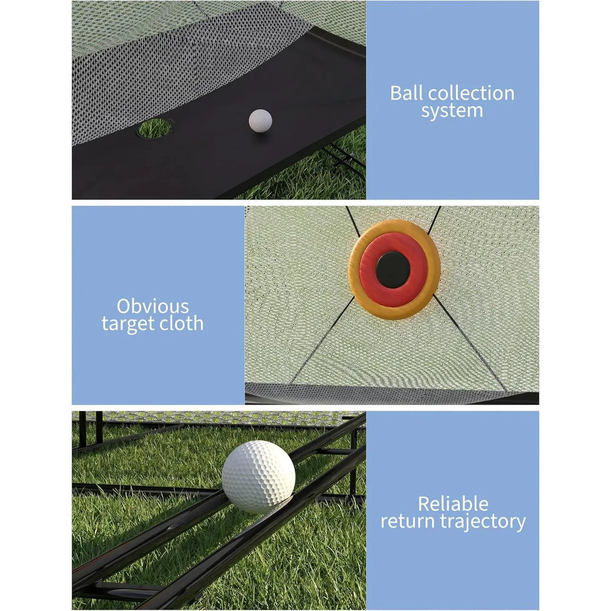 Golf Net 10X8Ft Golf Net for Hitting Practice Indoor Outdoor Training Net with Impact Targets Ball Return System Ball Blanket Ideal for Driving Chipping and Swing Practice with Real Balls,Summerwins