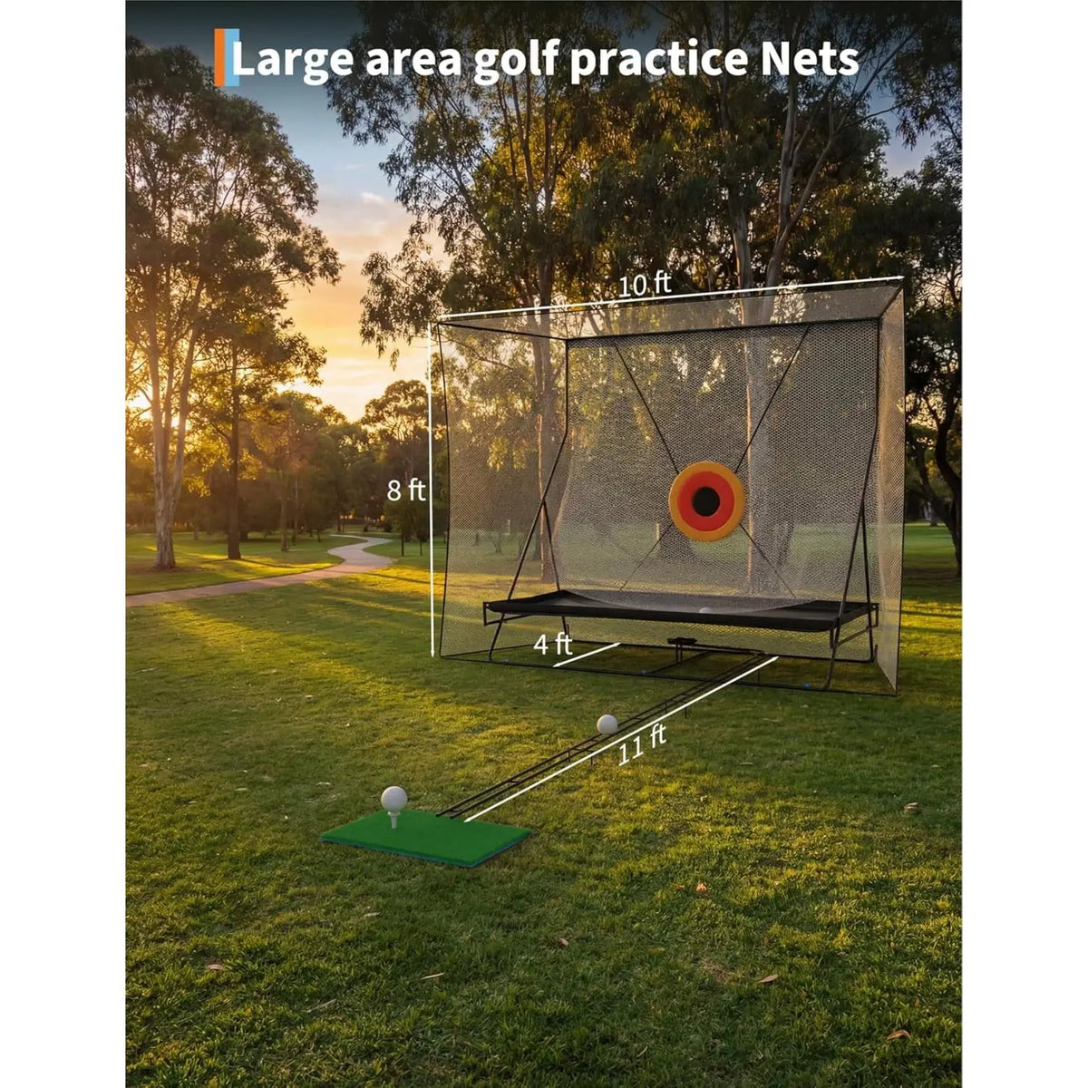 Golf Net 10X8Ft Golf Net for Hitting Practice Indoor Outdoor Training Net with Impact Targets Ball Return System Ball Blanket Ideal for Driving Chipping and Swing Practice with Real Balls,Summerwins