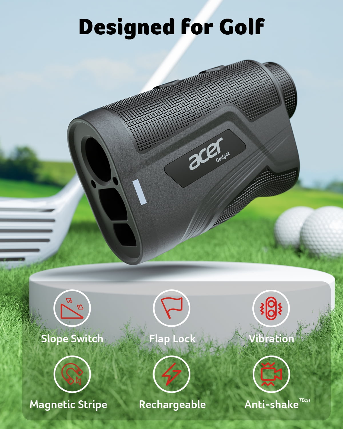 Golf Rangefinder with Slope Magnetic, 1200 Yards Laser Range Finder for Hunting Golf, 6X Magnification with Flag Pole Locking Vibration