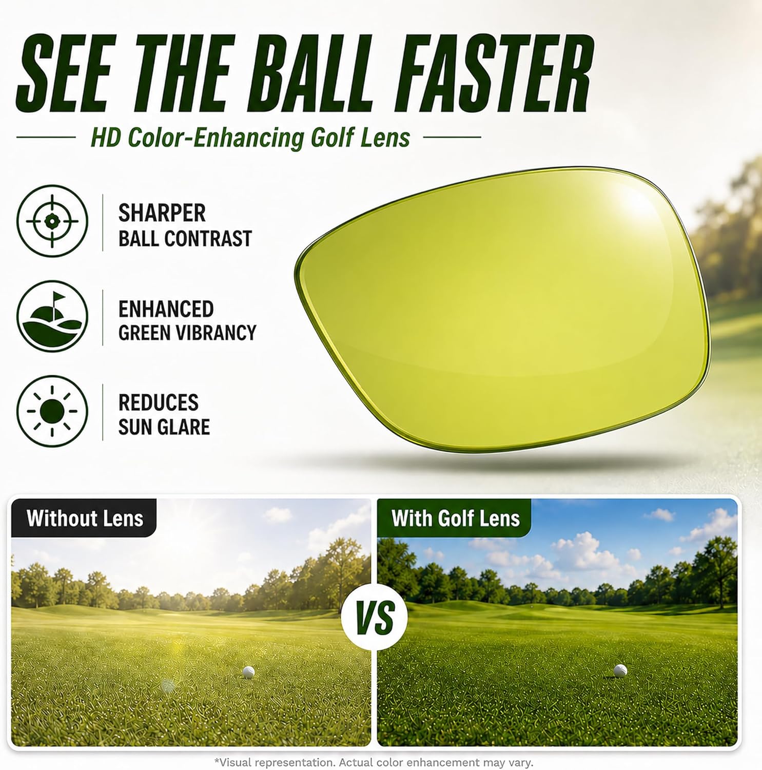 HD Lightweight Golf Sunglasses for Men Women, Golf Ball Finder Glasses, UV400 Eyewear & Golf Gifts for Golfers