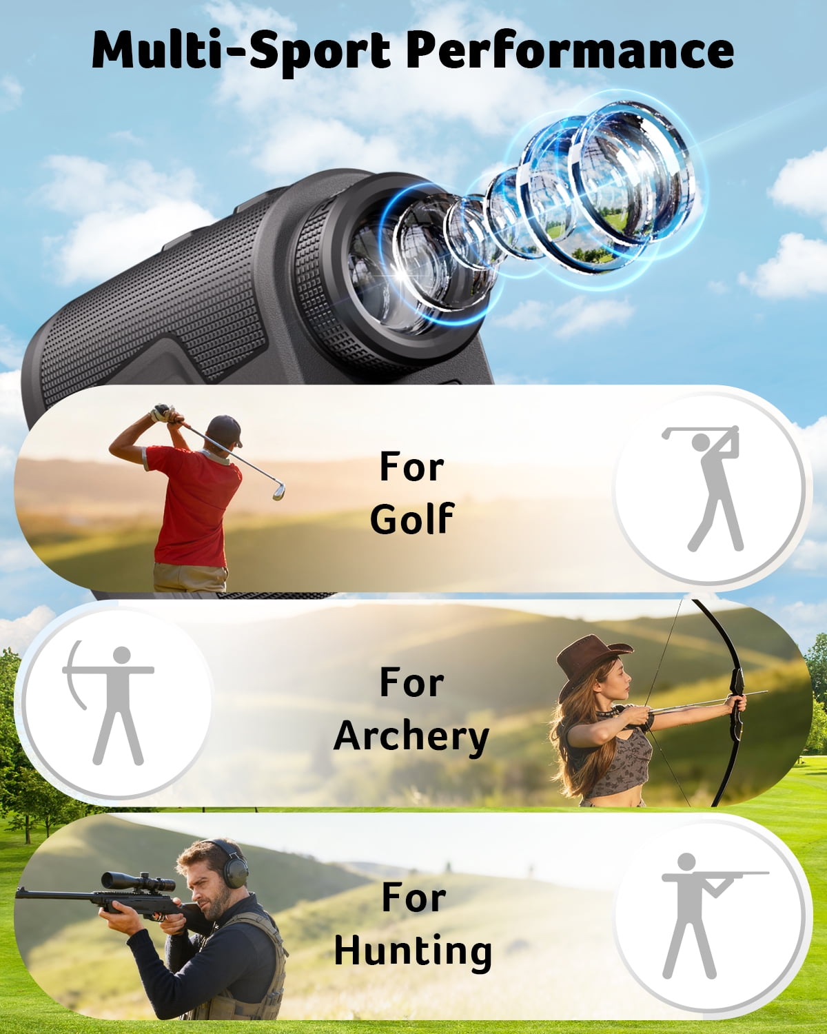 Golf Rangefinder with Slope Magnetic, 1200 Yards Laser Range Finder for Hunting Golf, 6X Magnification with Flag Pole Locking Vibration